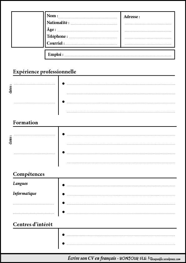cv a imprimer