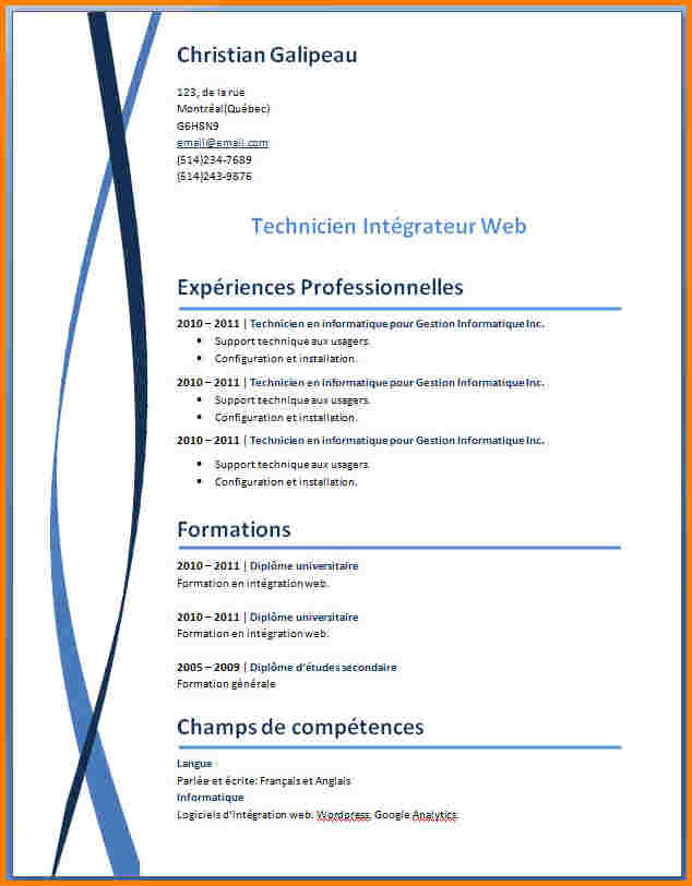 cv a telecharger gratuit sans inscription