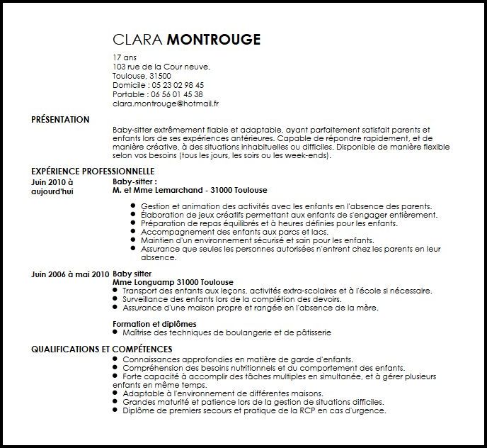 cv d'une nounou