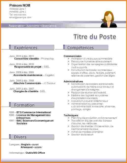 cv exemple word