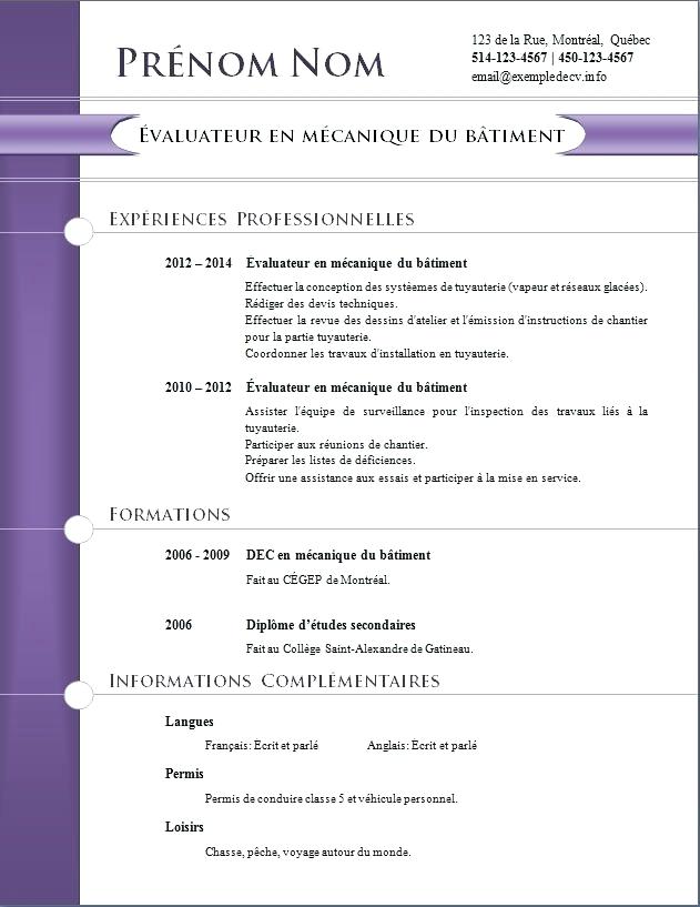 cv gratuit a imprimer