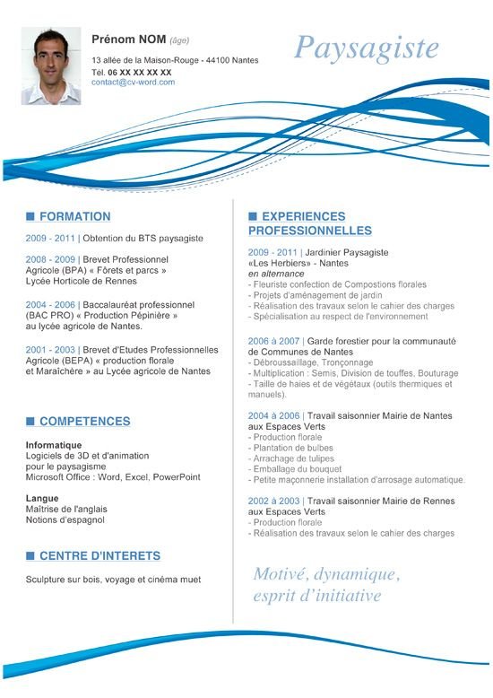 cv gratuit format word