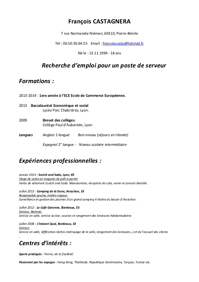 cv lettre