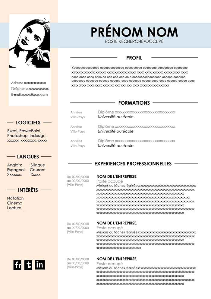 cv modele en francais gratuit