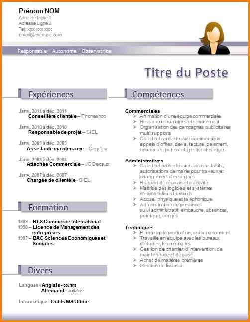 cv modele gratuit