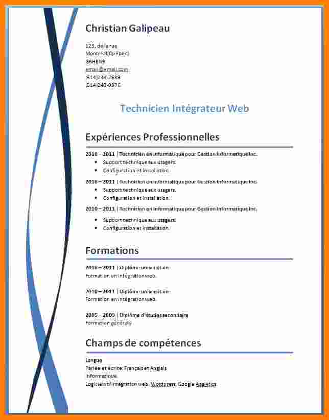 cv modele gratuit