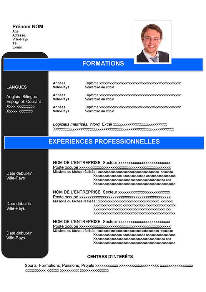 cv modele gratuit