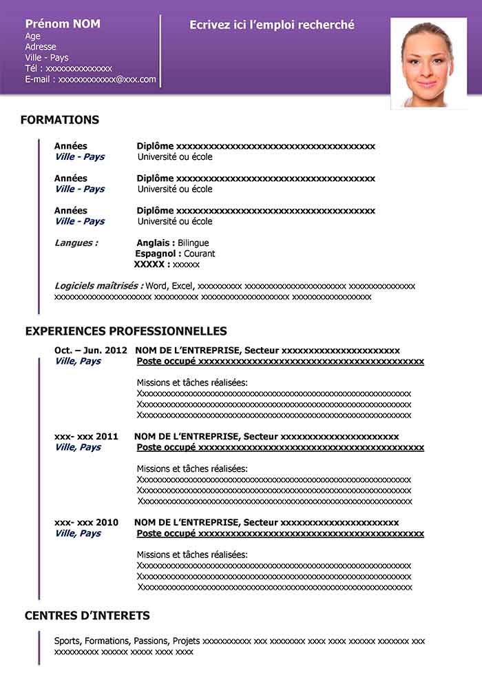 cv modeles gratuit