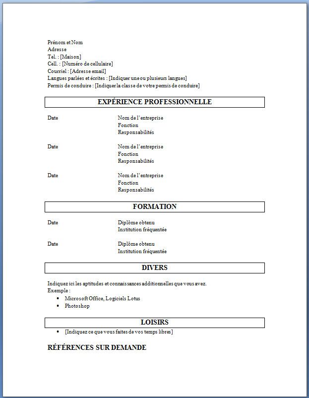 cv vide