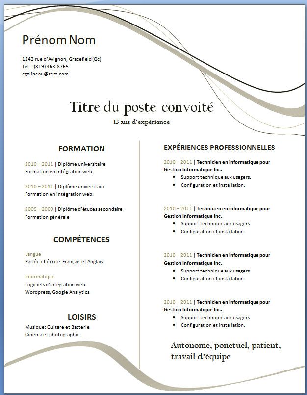 cv vide