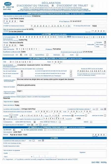declaration d'accident assurance