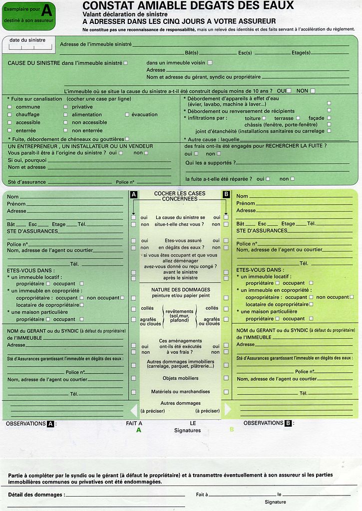 declaration de sinistre degat des eaux