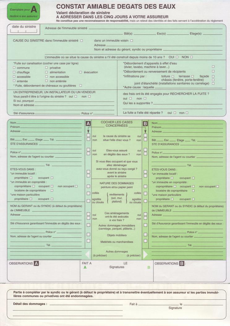 declaration de sinistre degat des eaux