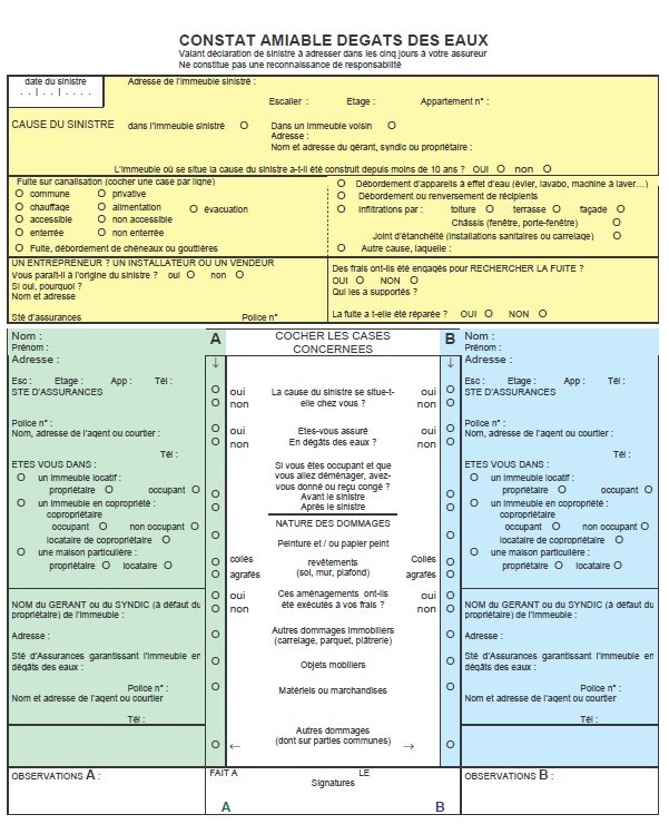 declaration de sinistre degat des eaux