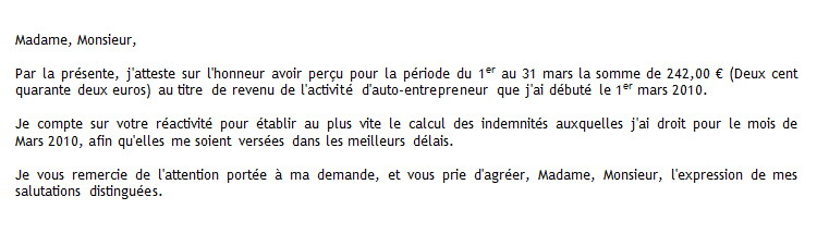 declaration sur l'honneur de non cumul d'emploi