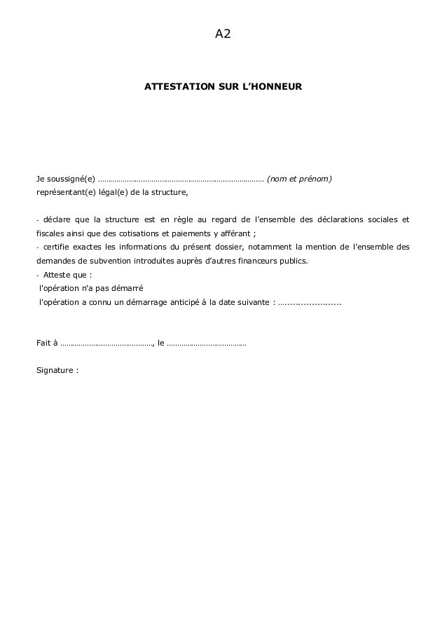 declaration sur l'honneur de non cumul d'emploi