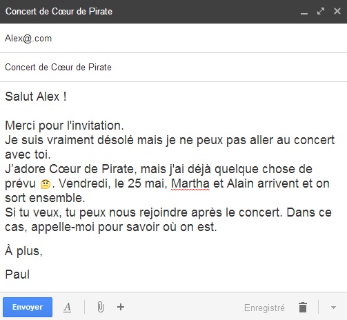 decliner une invitation