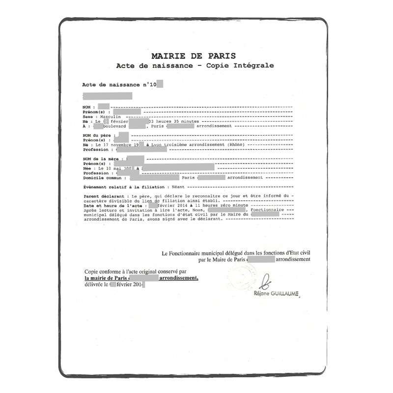 demande acte de naissance espagne