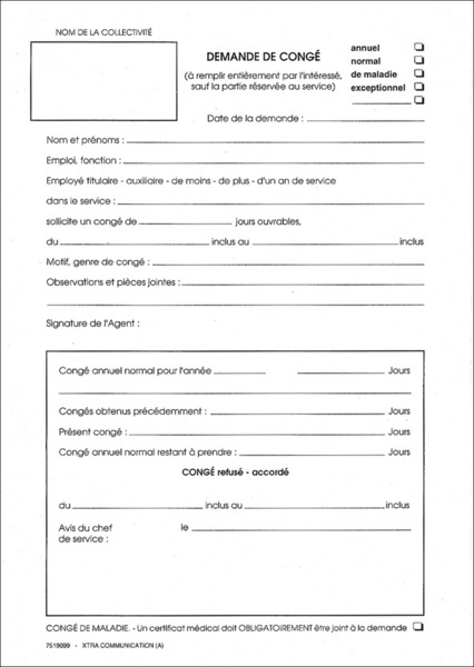 demande conge annuel