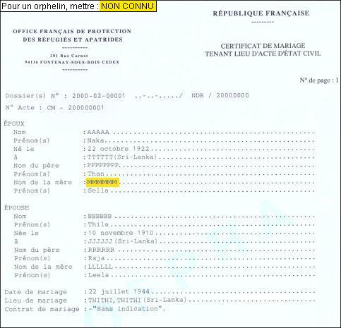 demande d'acte de naissance avec filiation modele