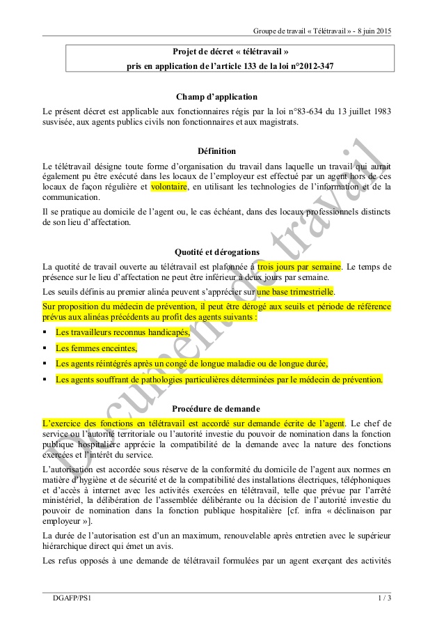 demande d'affectation de lieu de travail
