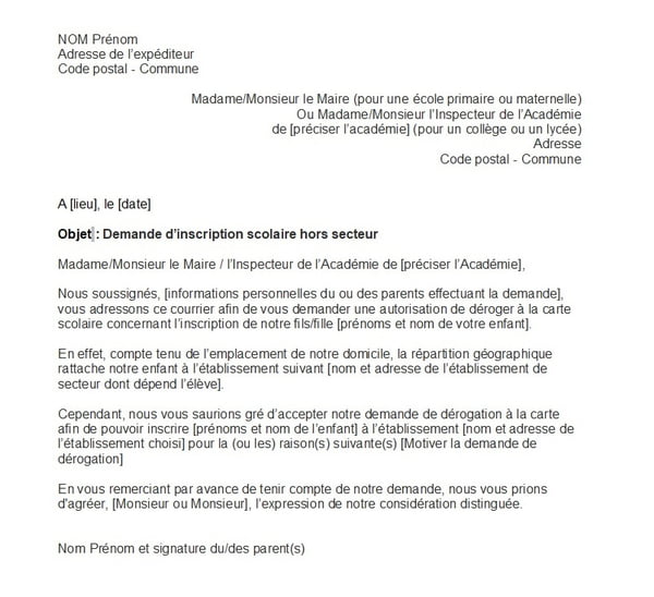 demande d'affectation de lieu de travail
