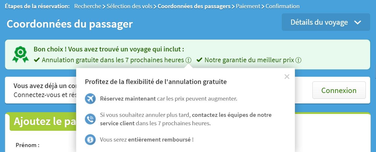 demande d'annulation de reservation d'hotel