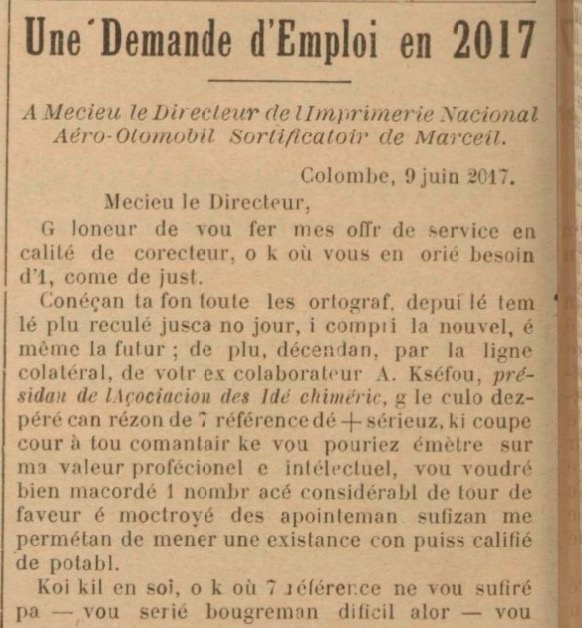 demande d'emploi ecrite