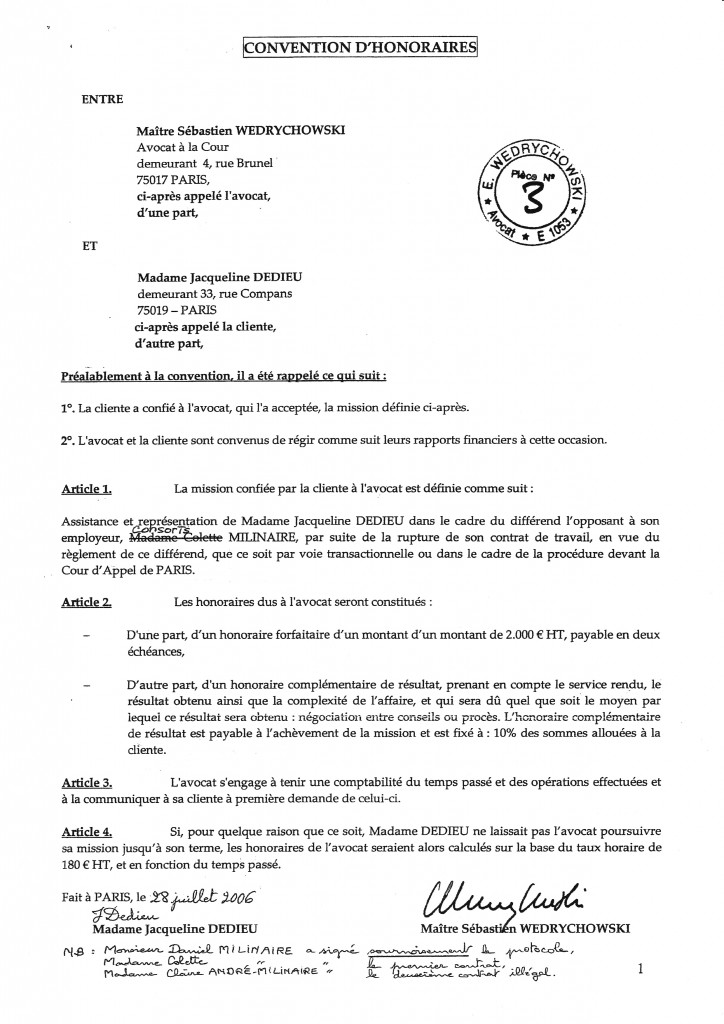 demande d honoraires