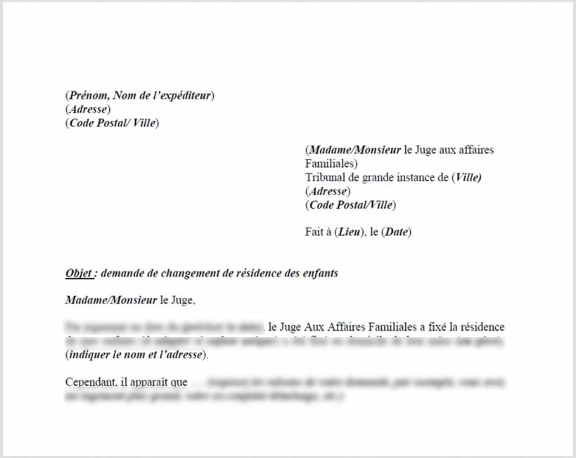 demande de changer adresse