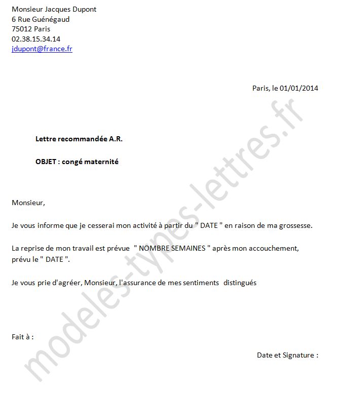 demande de conge paternite lettre