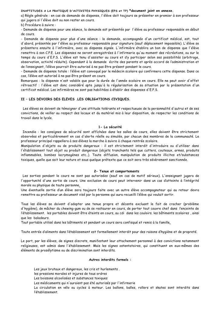 demande de dispense de sport