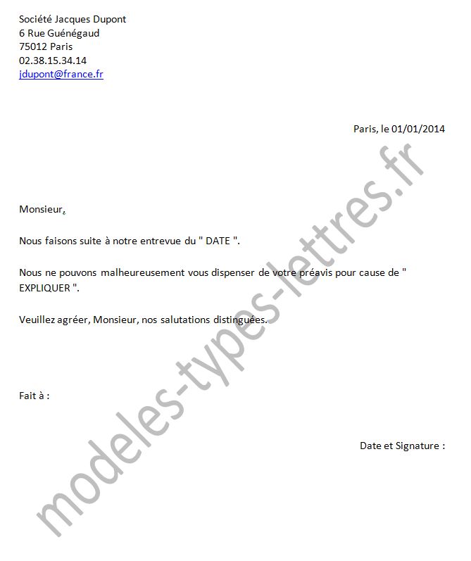 demande de preavis travail