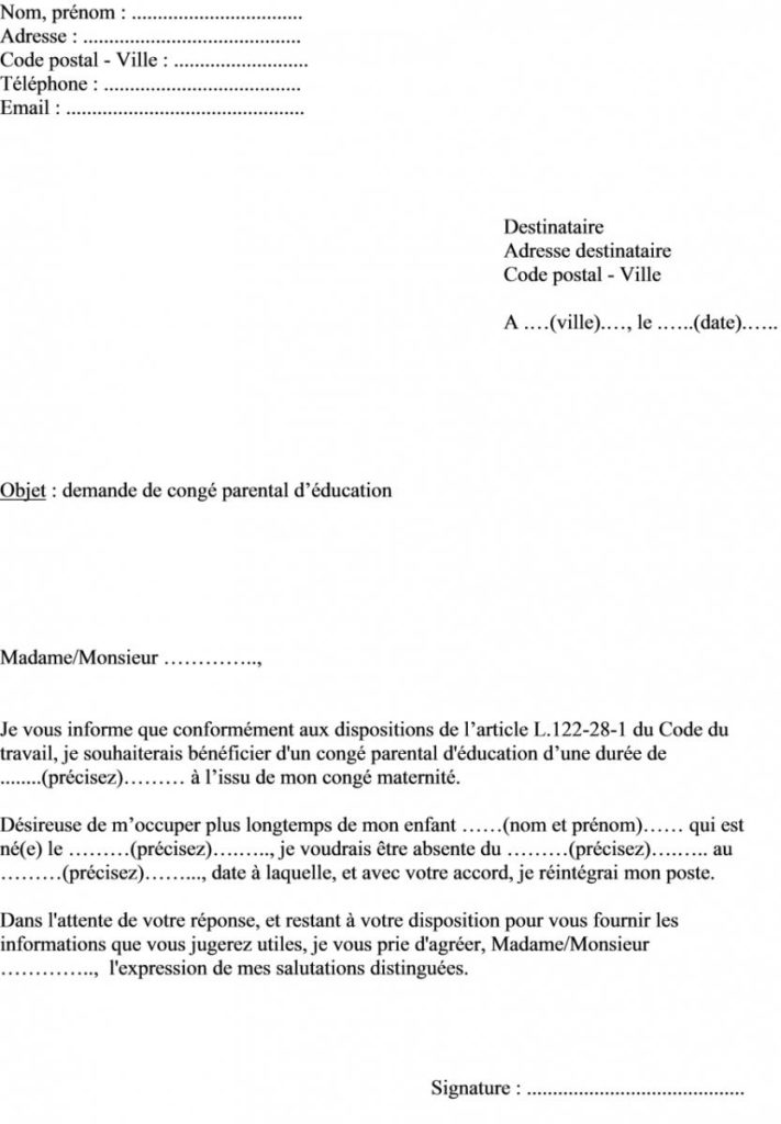 demande de prolongation conge parental