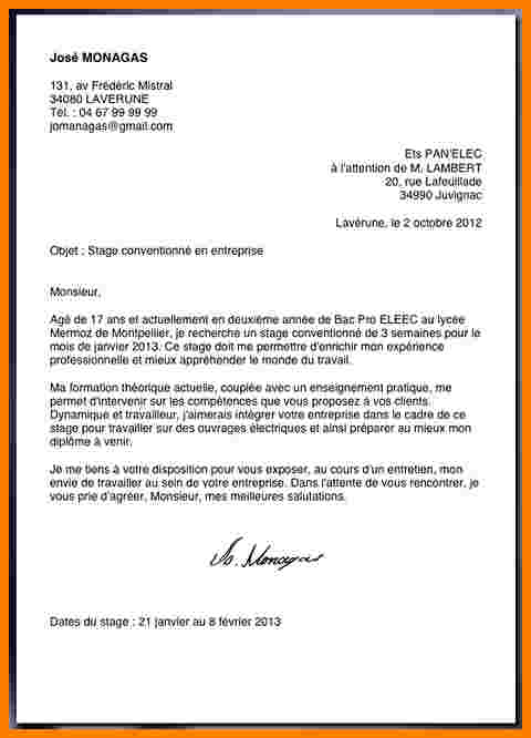 demande de stage exemple de lettre