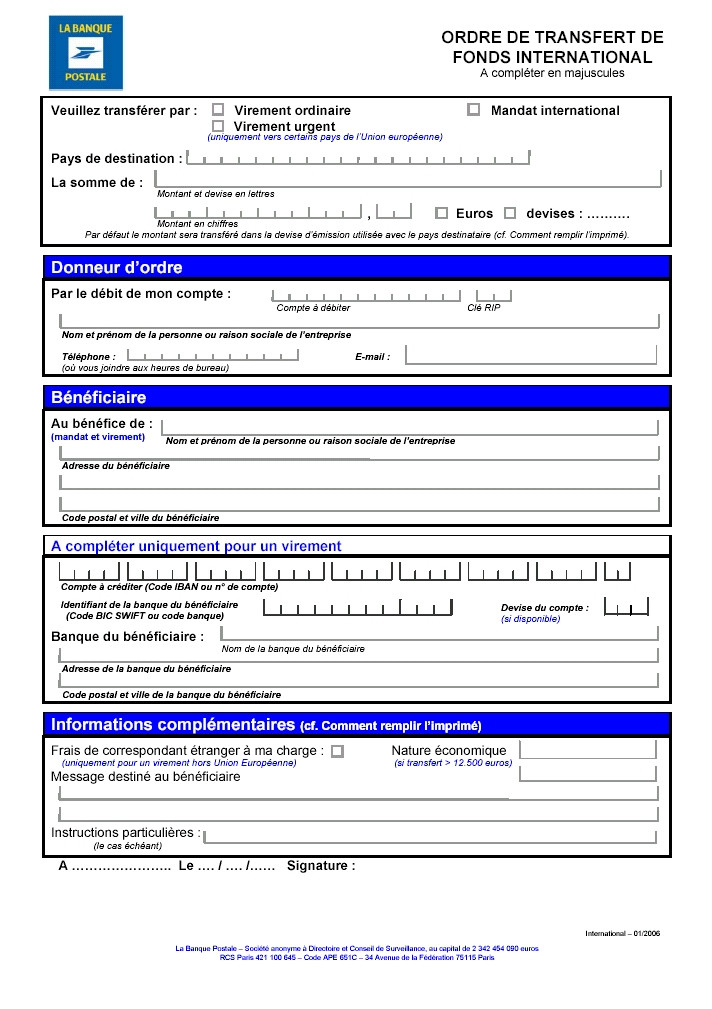 demande de virement occasionnel la banque postale pdf