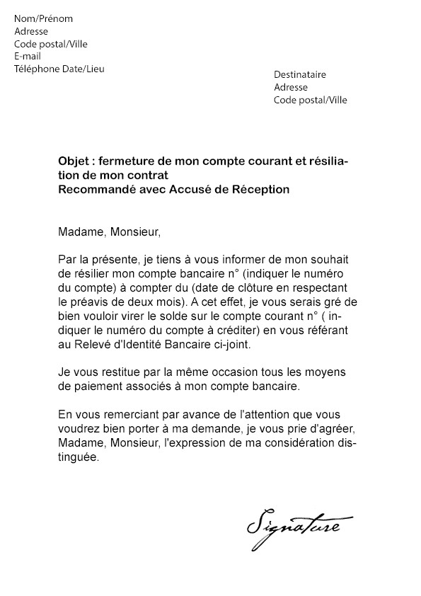 demande resiliation contrat