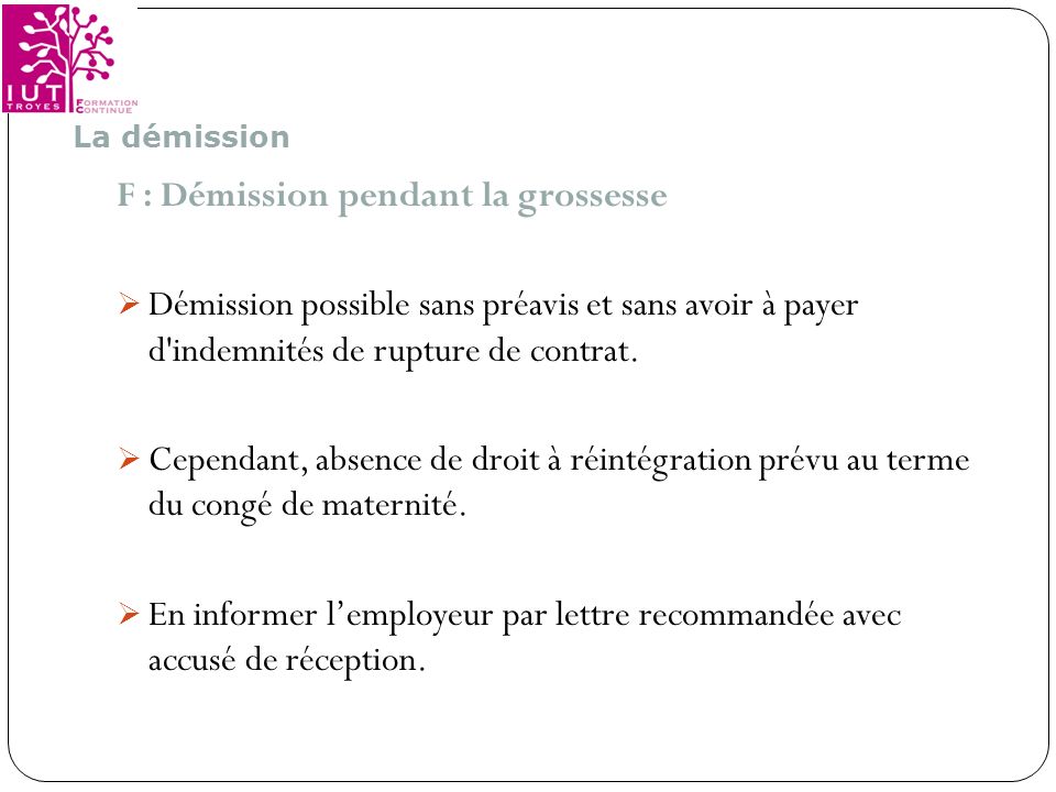 demission durant conge parental