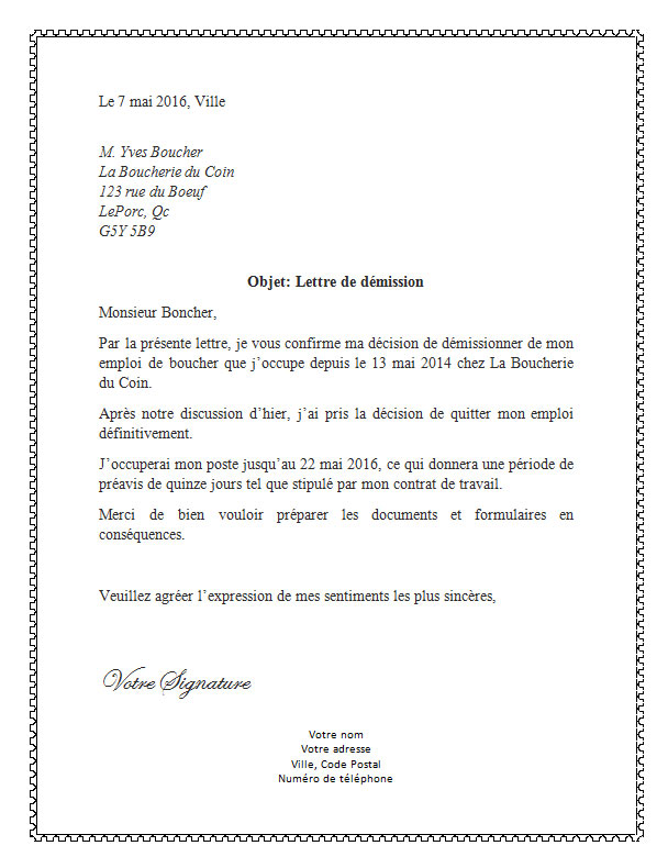 demission pour suivre son conjoint