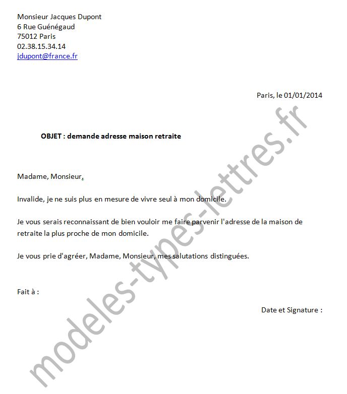 depart retraite lettre type