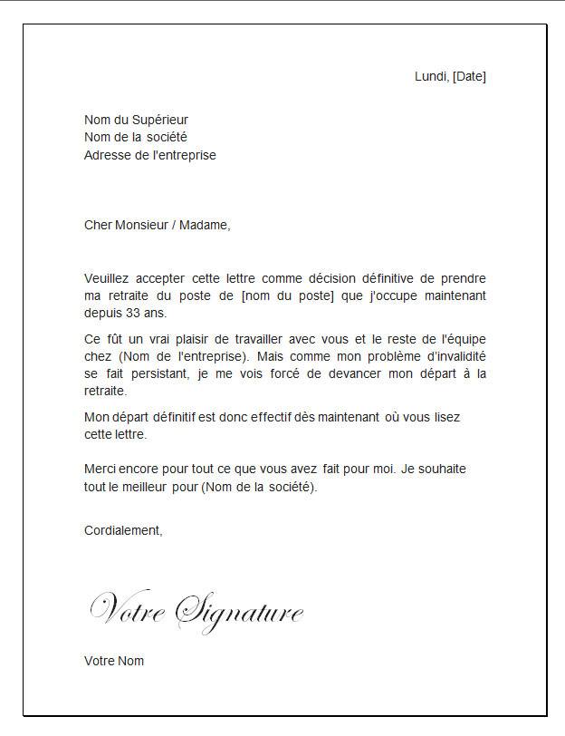 depart retraite lettre type