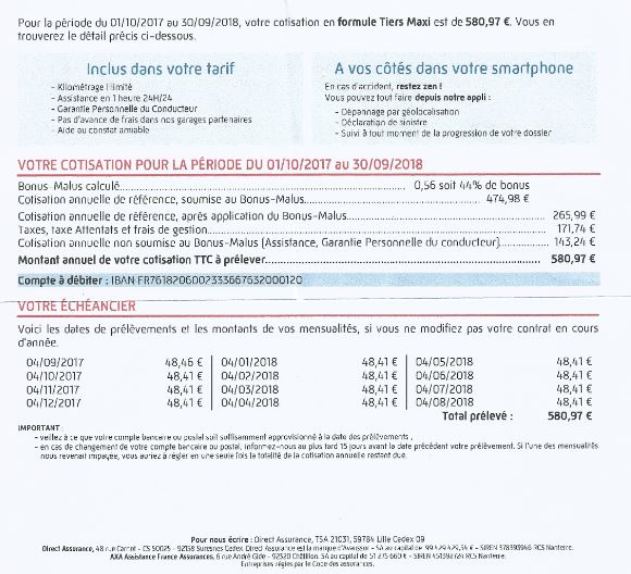 direct assurance prelevement mensuel