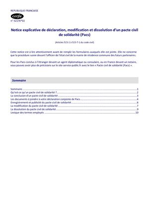 dissolution de pacs lettre