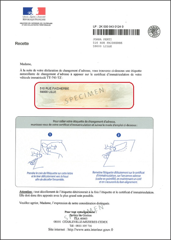 document changement d adresse
