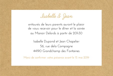 ecrire une carte de mariage