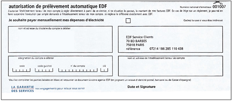 edf autorisation prelevement