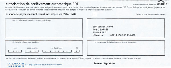 edf autorisation prelevement