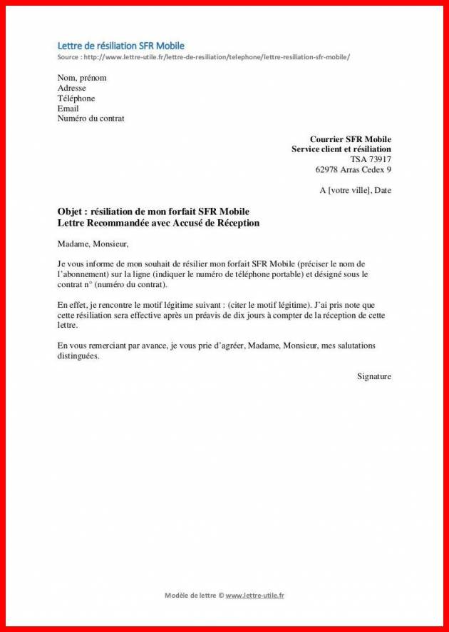 ex lettre de resiliation