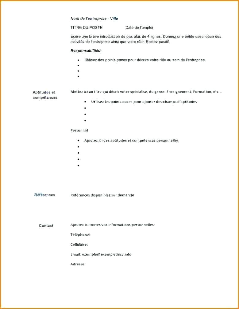 exemplaire de cv vierge