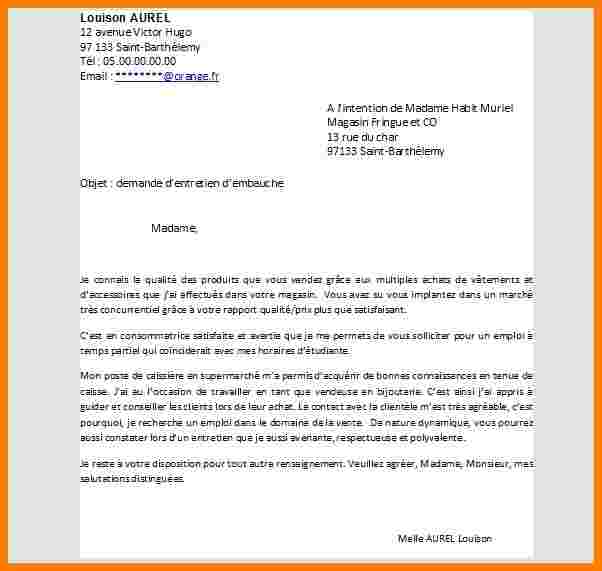 exemplaire gratuit de lettre de motivation